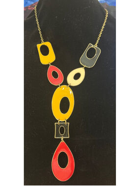 Women's STEPHAN & Co. One Size Yellow & Red Statement Necklace BoHo style 20”